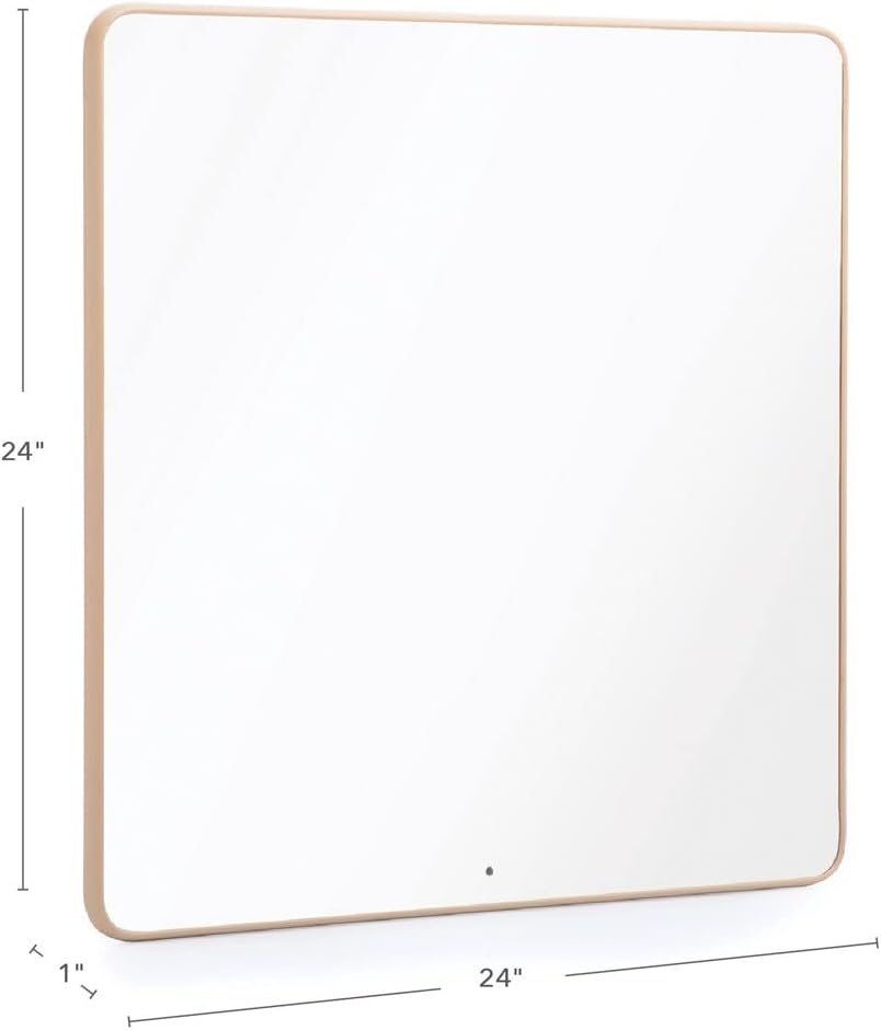 Kaplan Early Learning Square Mounted Wall Mirror with Rounded Corners, 24 x 24 Inch Acrylic, Shatter Resistant, Wall Mounted Slim Frame Mirror
