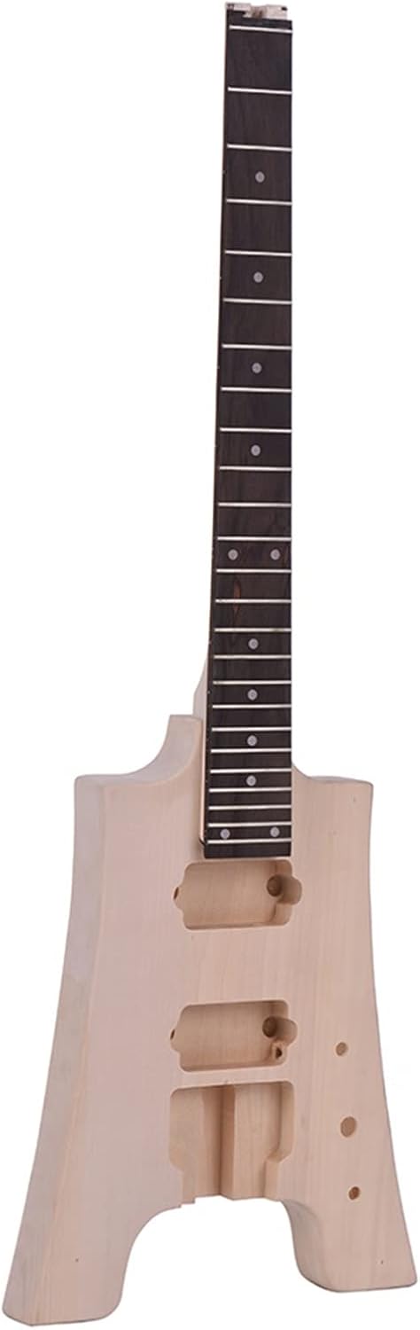FLFL Unfinished DIY Electric Guitar Kit Basswood Body Rosewood Fingerboard Maple Neck Without Headstock Unfinished Guitar Kit