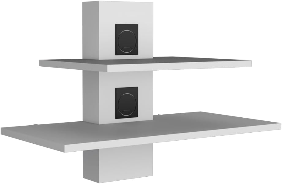 Modern White Living Room Shelf - Floating Wall Mount & Corner Display Shelf, 3-Tier Ladder Bookcase with Hooks, Space Saving Decor for Hallway or Bedroom