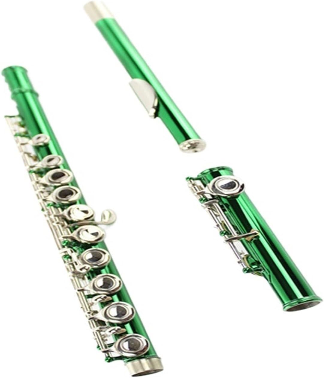 Wind Instrument Colored Flute 16 Closed Hole C B Tail E Key Green Solid Nickel Key