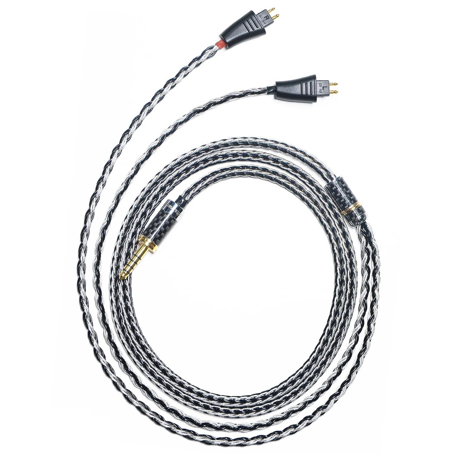 16 Strands 7N Single Crystal Copper/Silver Mixed Headphones Replacement Cables 4Pin XLR/2.5mm/4.4mm Balance for Fostex TH900 MK2 TH909 TH610 (4.4mm Plug)