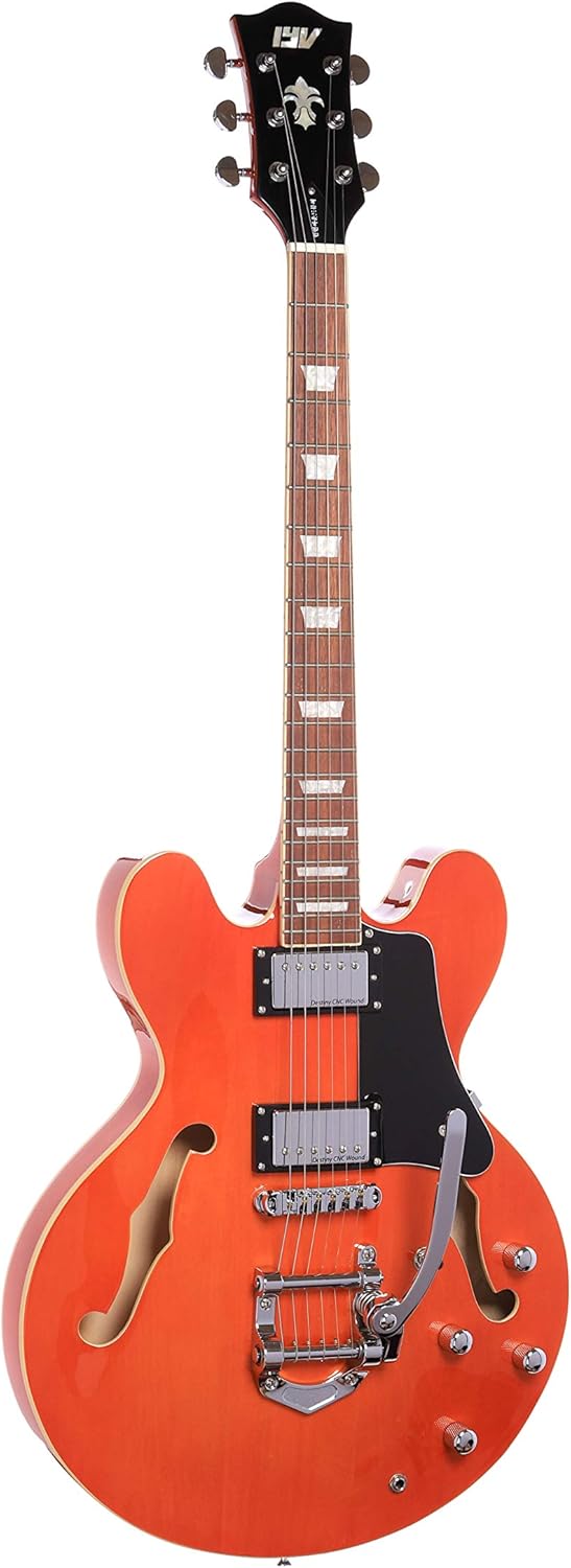 IYV IESB-300 Trans Orange, Solid top-semi hollow Body Electric Guitar, Trans orange