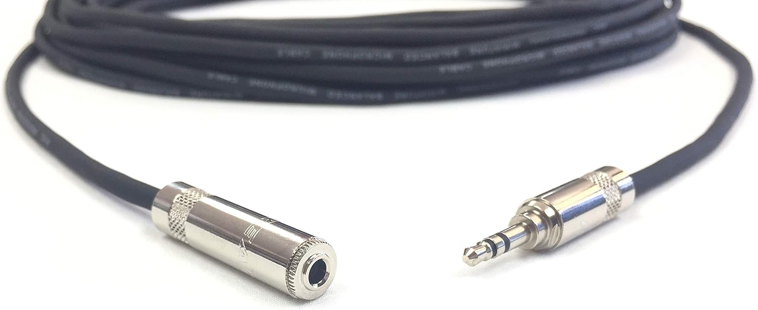 100 Foot Pro Audio 1/8 inch (3.5mm) Male REAN NYS231L TRS to 1/8 inch (3.5mm) Female REAN NYS240 TRS Balanced Extension Cable by Custom Cable Connection