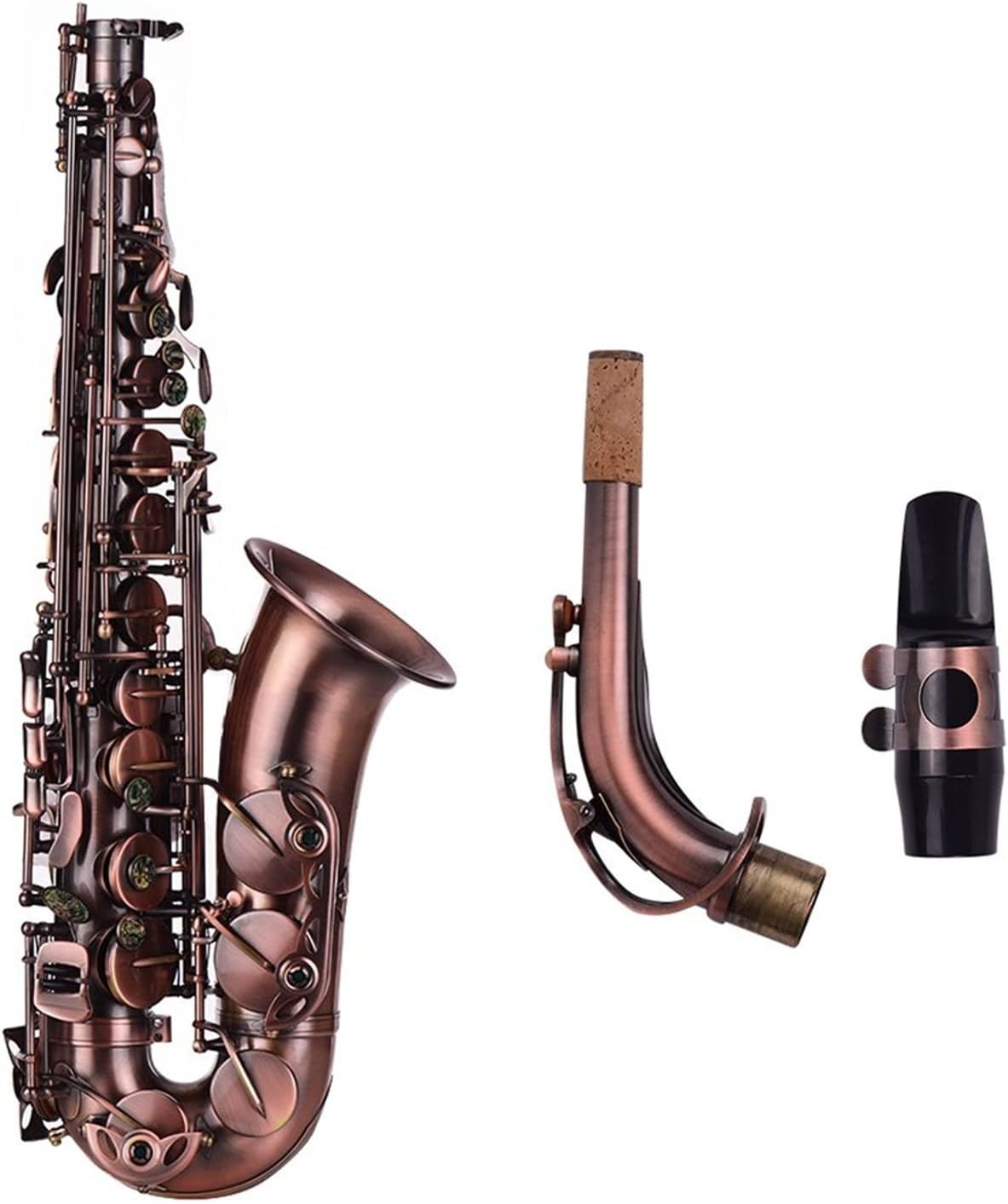 EB Alto Saxophone E-Flat Sax Carved Pattern Woodwind Instrument with Carry Case Brush Sax Accessories