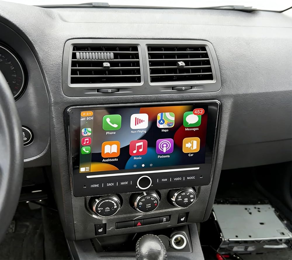 PHEZEN 10 inch Touchscreen Car Stereo Fit for Dodge Challenger 2008-2014, Android 14 Double Din Car Radio with Carplay & Android Auto in-Dash Navigation BT Mirror Link WiFi Backup Camera 4+64G