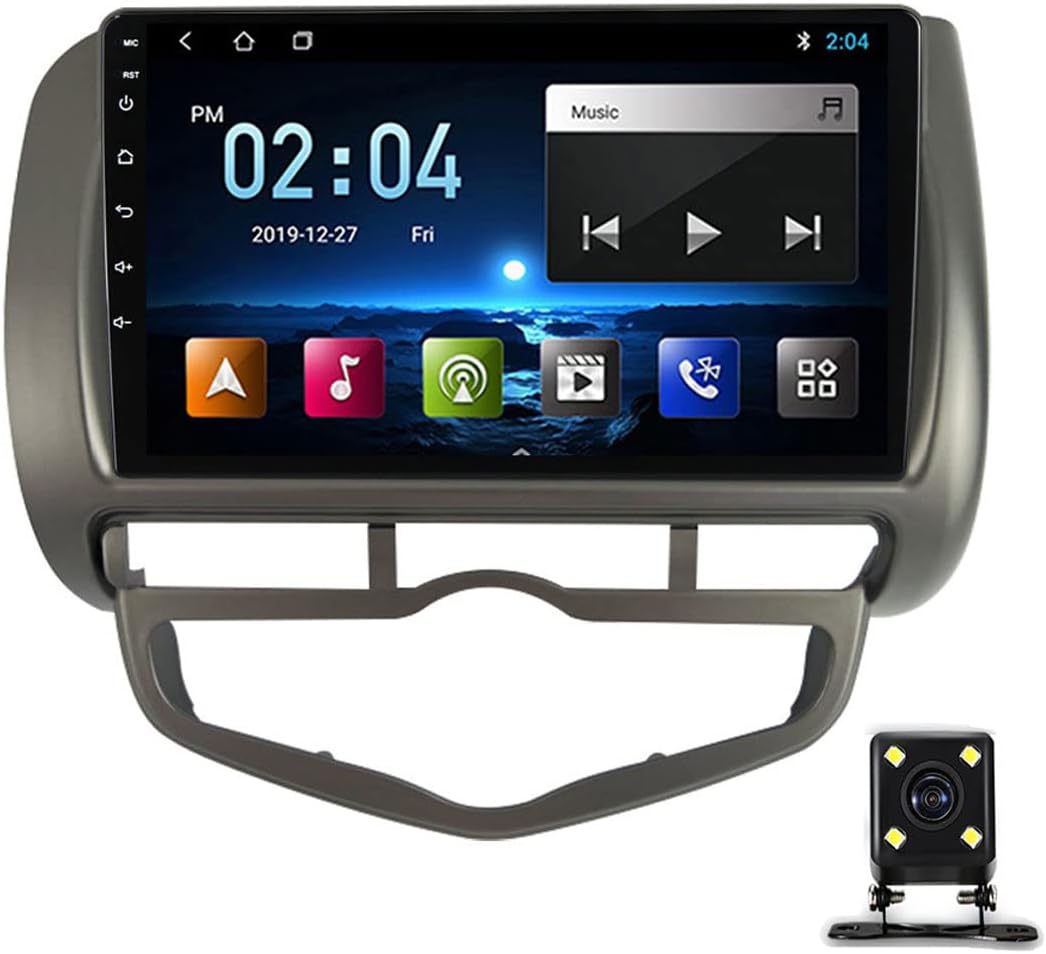 Android 11 Car Stereo Bluetooth 9 Inch Touch Screen FM Radio Car Audio MP5 Player for Honda Jazz City 2002-2007 with Backup Camera, GPS Navigation, Carplay, 4G, WiFi, SWC