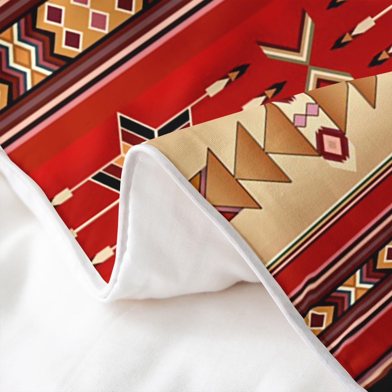 100% Cotton Aztec Bedding Set Ethnic Tribal Arrow Duvet Cover,Vintage Southwestern Native Bohemian Comforter Cover Queen,Western Star Bed Set Exotic Geometric Diamond Stripes Room Decor,Red and Black