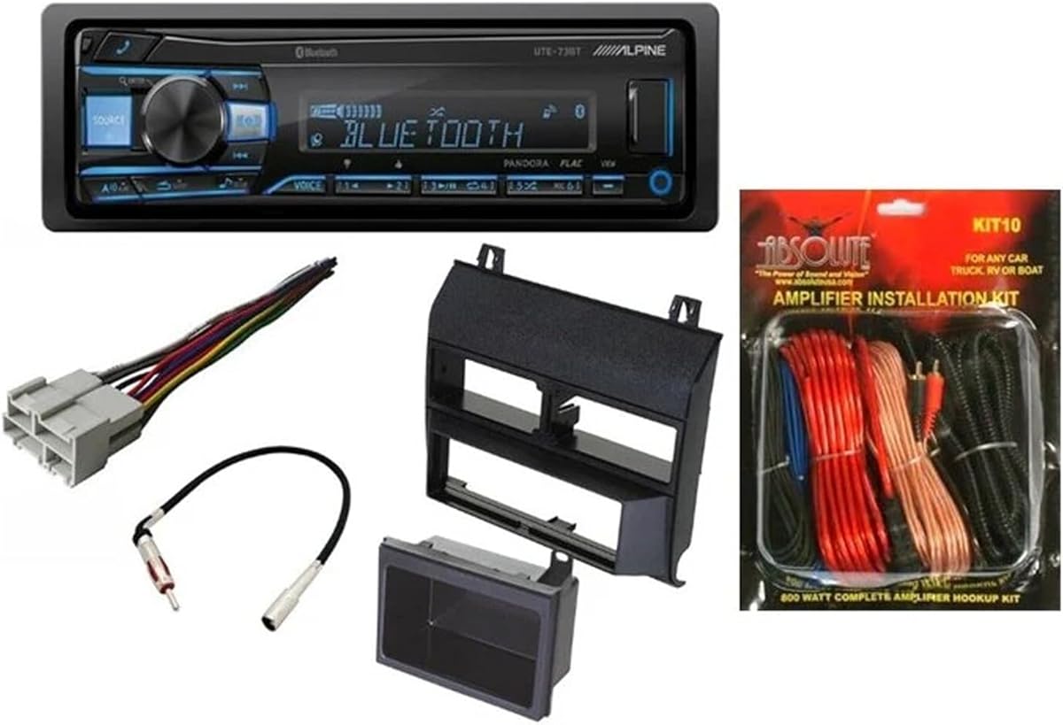 Alpine UTE-73BT Single-DIN Car Stereo for 1988-1994 GM Full Size Trucks & SUV's & KIT10 Installation AMP Kit