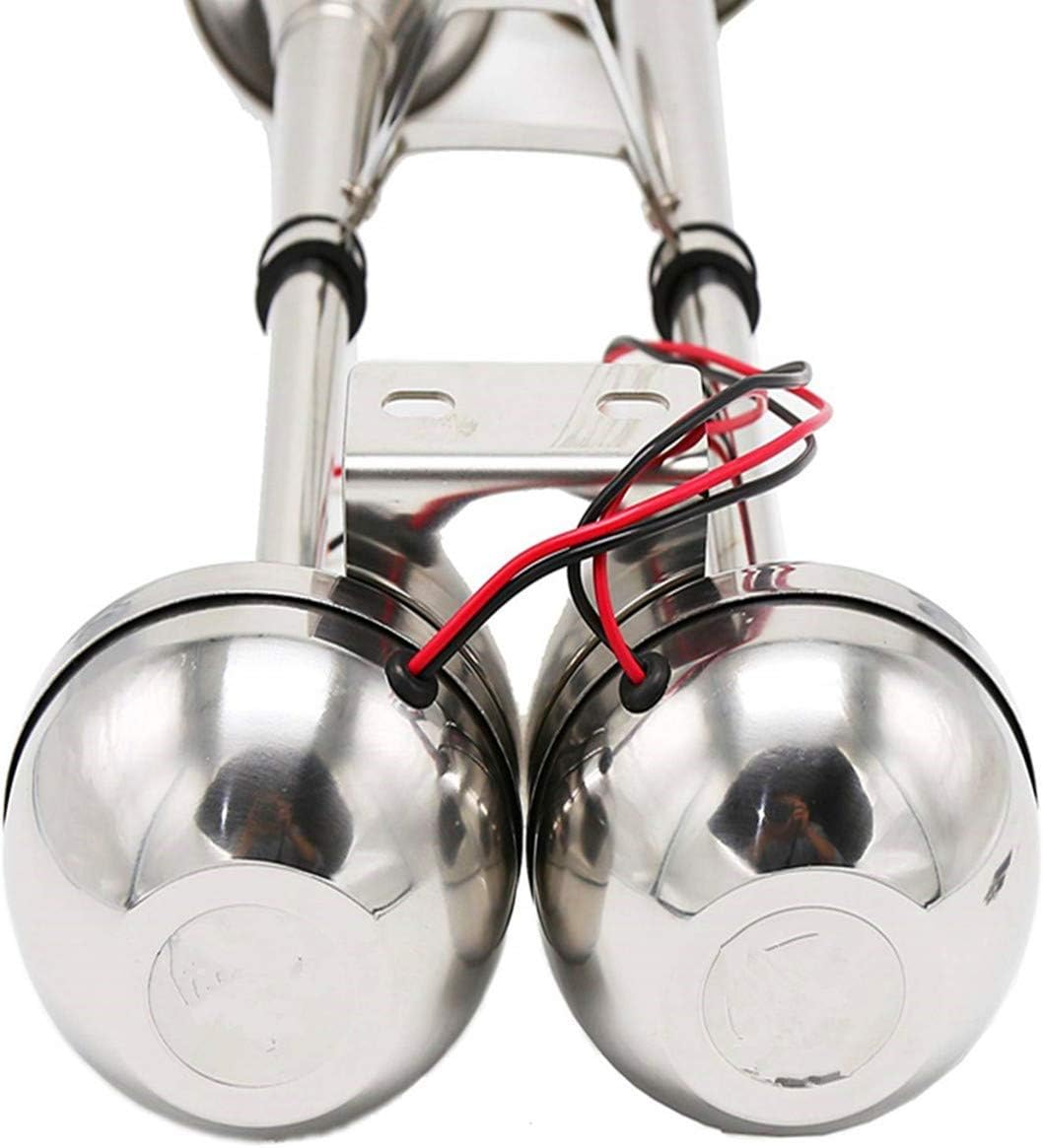 Electric Car Horn 150DB Bugle Loud Speaker - Marine Stainless Steel Double Horn 304 for 12V Cargo Wheel Ship Trucks Vans Trains Boats