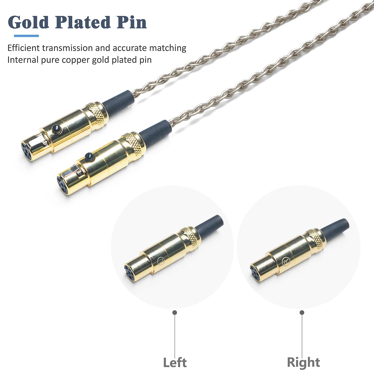 6N Single Crystal Silver Upgrade Headphones Cable 4Pin XLR/2.5mm/4.4mm Balanec Headphone Upgrade Cables for AUDEZE LCX-X LCD-XC LCD2 LCD3 LCD4 MEZE Empyrean MEZE Elite (4.4mm Plug)