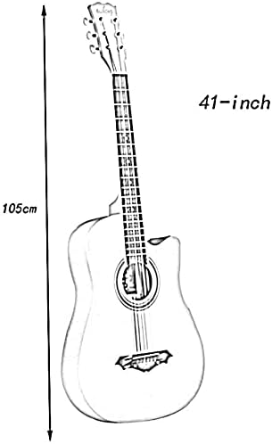 Full Size Guitar 41 Inch Beginner Practice Travel Guitar Adjustable Metal String Fingerstyle Stable Sound Quality Spruce Beginner Acoustic Guitar Starter Package Student G (Orange Long)