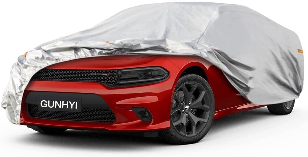 6 Layers Sedan Car Cover Waterproof All Weather, 100% Waterproof Outdoor Car Covers Full Exterior Covers for Automobiles Sedan Hatch SUV Rain Sun UV Dust Protection. Size A7 (See Size Chart)