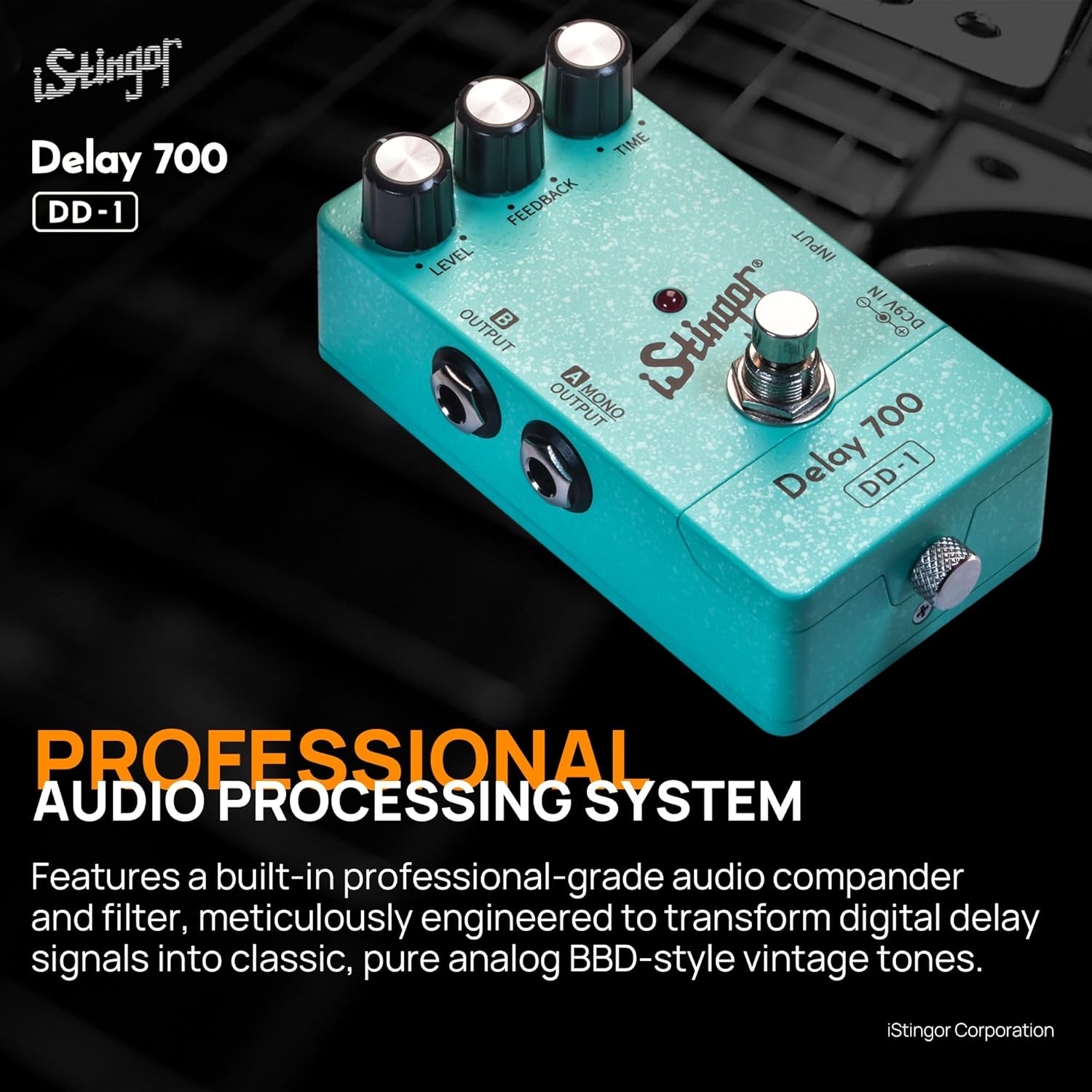 Analog-Style Delay Effects Pedal DD-1, Delay 700 Delay Pedal for Electric Guitar, Vintage BBD Emulation, 30-700ms Range, Stereo/Mono Output, Noiseless Switching, Tube-like Warmth