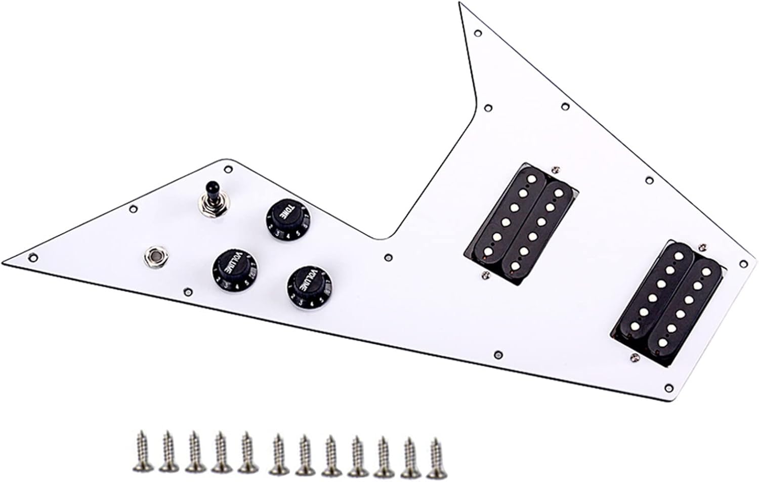 KESHUO 3 Ply White Guitar Loaded Prewired Pickguard for Flying V Guitar Loaded Pickguard Pre-Wired