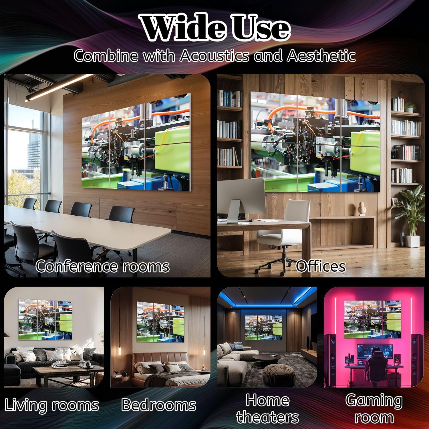 6 Pack Art Acoustic Panels Photo industrial plastic injection molding machine Sound Absorbing Panel 48