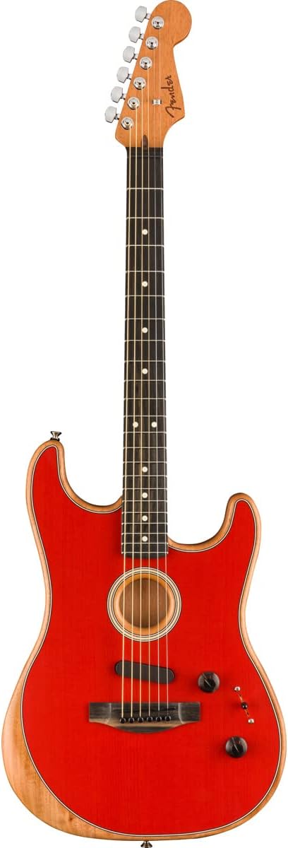 Fender American Acoustasonic Stratocaster Acoustic Electric Guitar, Dakota Red, Ebony Fingerboard, with Gig Bag