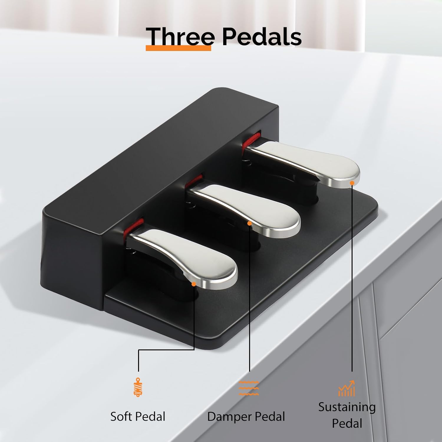 GLARRY Digital Piano Keyboard，Portable 88 keys Semi-Weighted Electric Piano with Three Pedals for Beginner, Bluetooth, Triple Pedals, Power Supply, 2 Speakers (Nature)