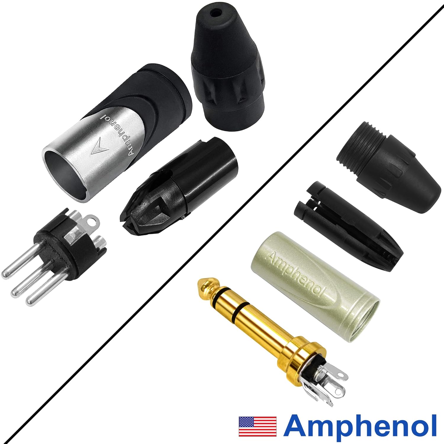 4 Units - 15 Foot - WBC-PRO-Quad Ultra-Silent Ultra-Flexible Balanced Star-Quad XLR to TRS Cable with Amphenol AX3M Male XLR & QS3P-AU Straight TRS Stereo Phone Plugs - Black Tweed Jacket