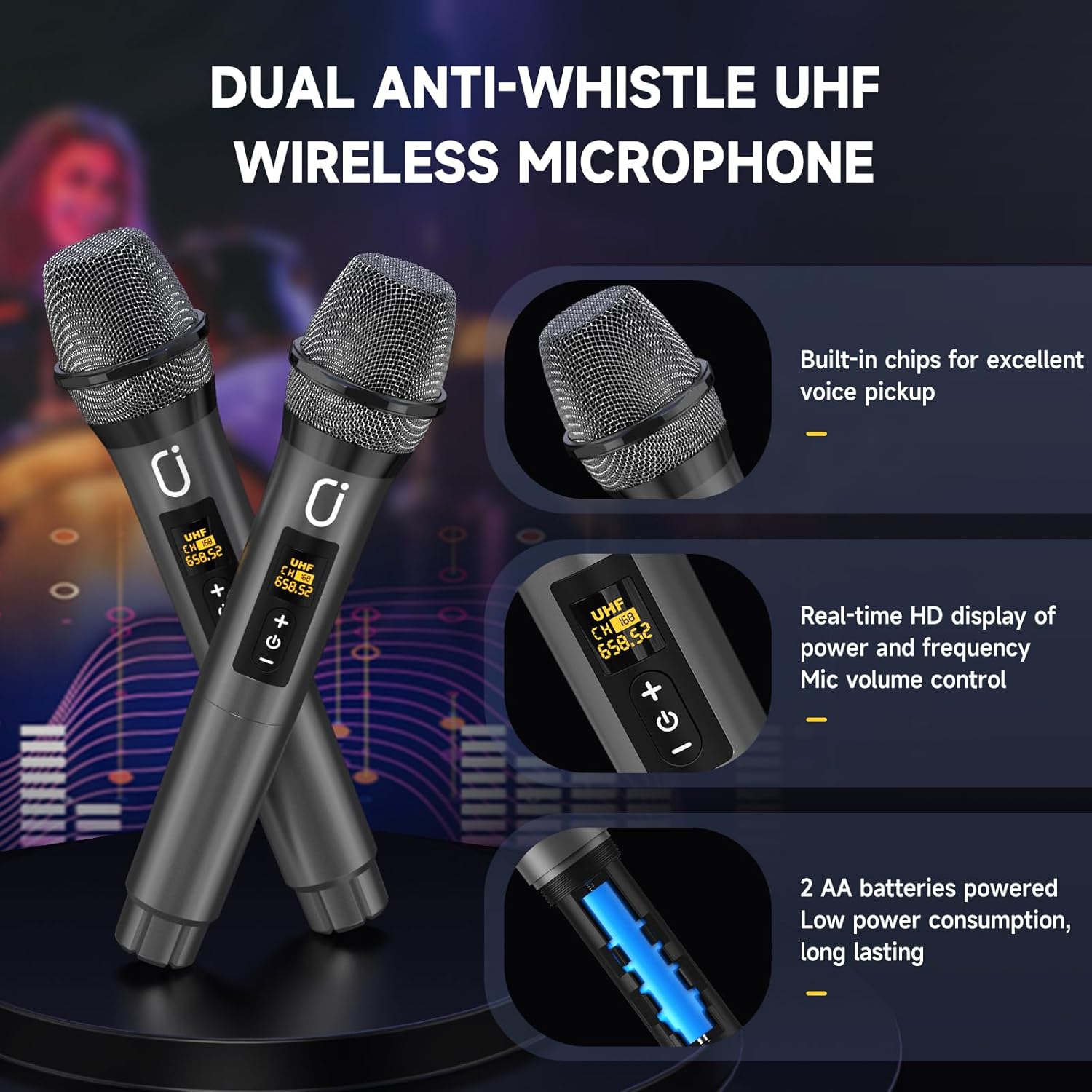 Karaoke Machine with 2 Microphones: HWWR Portable Karaoke Machine for Adults Kids, Eco-Friendly Reusable for Home Party Bluetooth Speaker with Bass/Treble Adjustment, Support REC/USB/AUX