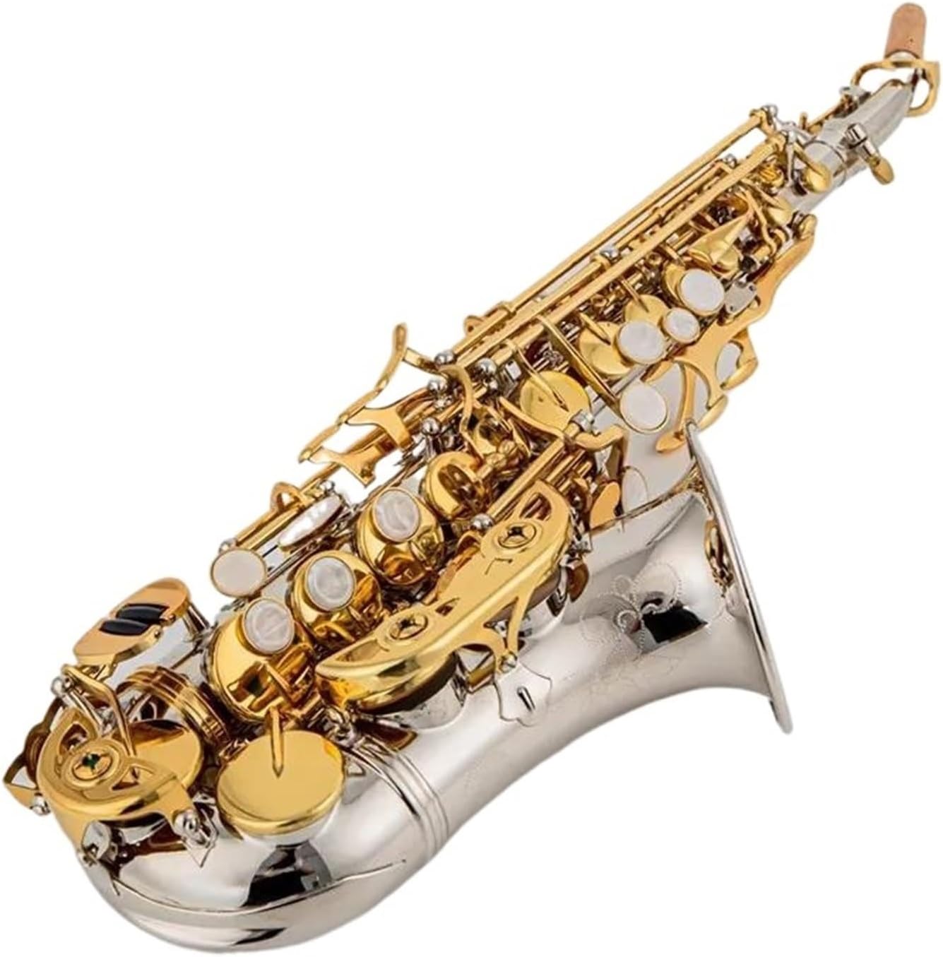 Bb Treble Saxophone Silver Plated A Golden Key Brass Professional Woodwind Instrument B Flat Sax