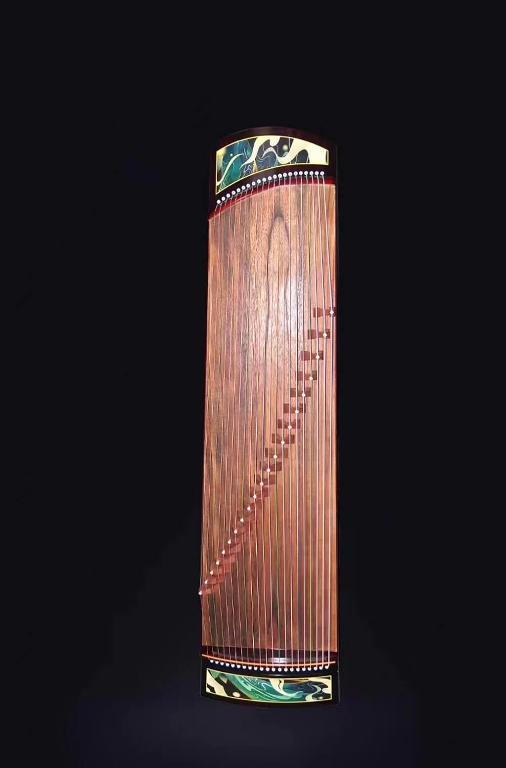 LANDTOM High level Dalbergia cochinchinensis（酸枝木）Wood （实木）Travel Guzheng(135cm) with silk painting For Adults/Children/Senior/Intermediate/Beginner (A) (A)