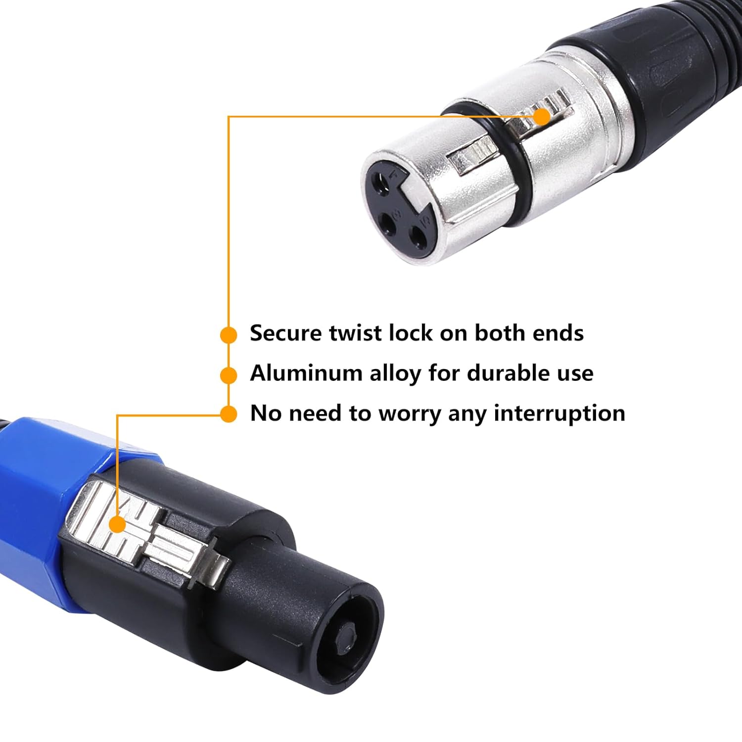 30 Feet Pack of 3 Speakon to XLR Cable - 3 Packs 30ft. Speak-ON Type Male Plug to 3 Pole XLR Female Audio Jack Extension Wire - Compatible Studio Stage Microphone Recording Wiring