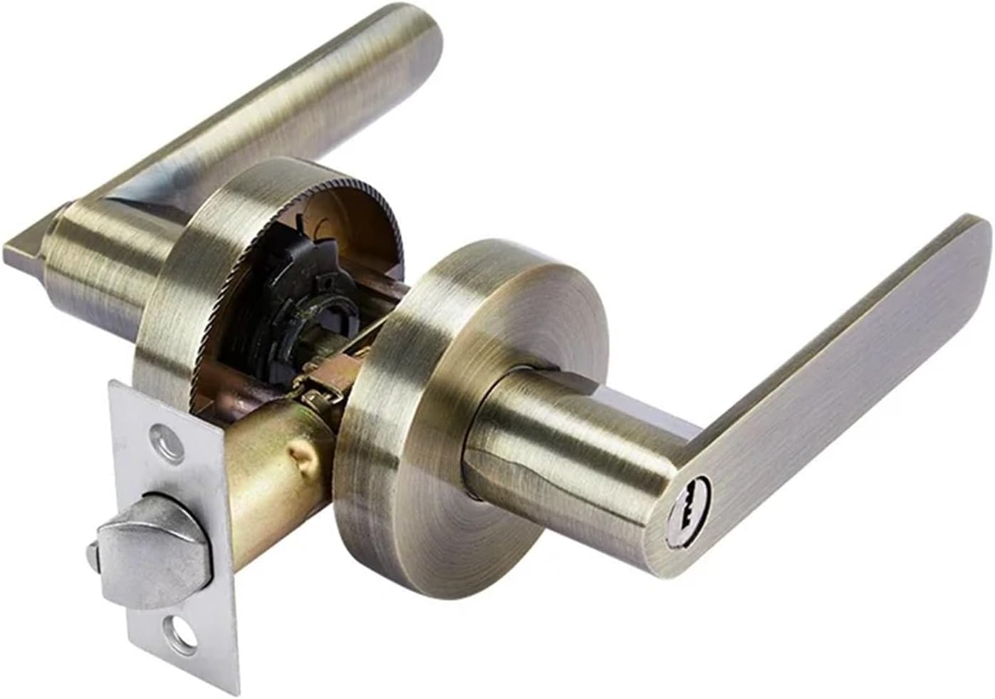 Doorknob Aluminum Alloy Universal Lock Set with Key for Family Bedroom Black(Green Patina)