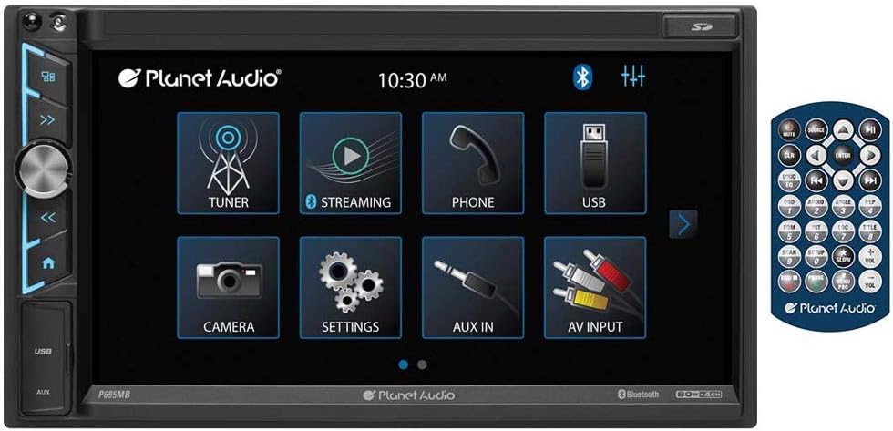 Planet Audio P695MB Multimedia Car Stereo - A-Link (Screen Mirroring), Bluetooth Audio and Calling, 6.95 Inch LCD Touchscreen, Double Din, USB, Micro SD, Aux Input, AM/FM Radio Receiver, No CD/DVD