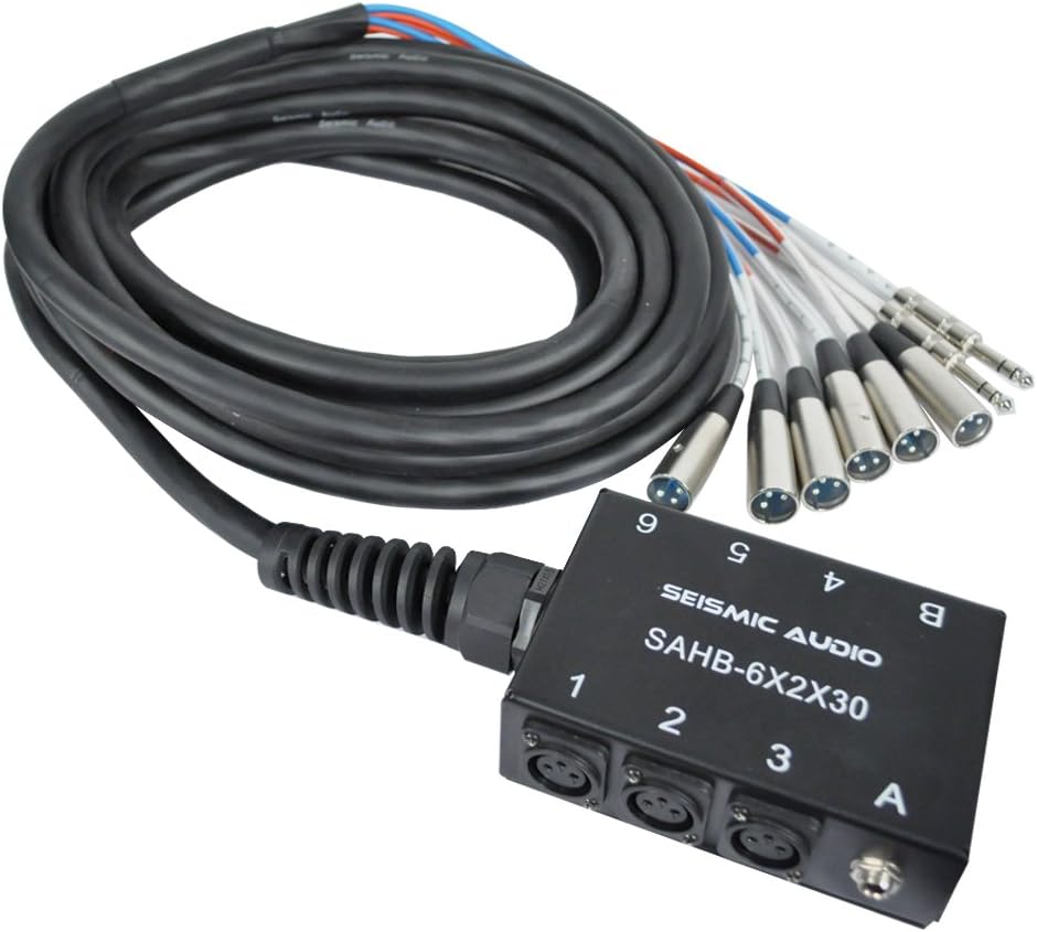 Seismic Audio SAHB-6x2x30 6 Channel 30-Feet Compact XLR Sub Snake with 2 Stereo Feeds