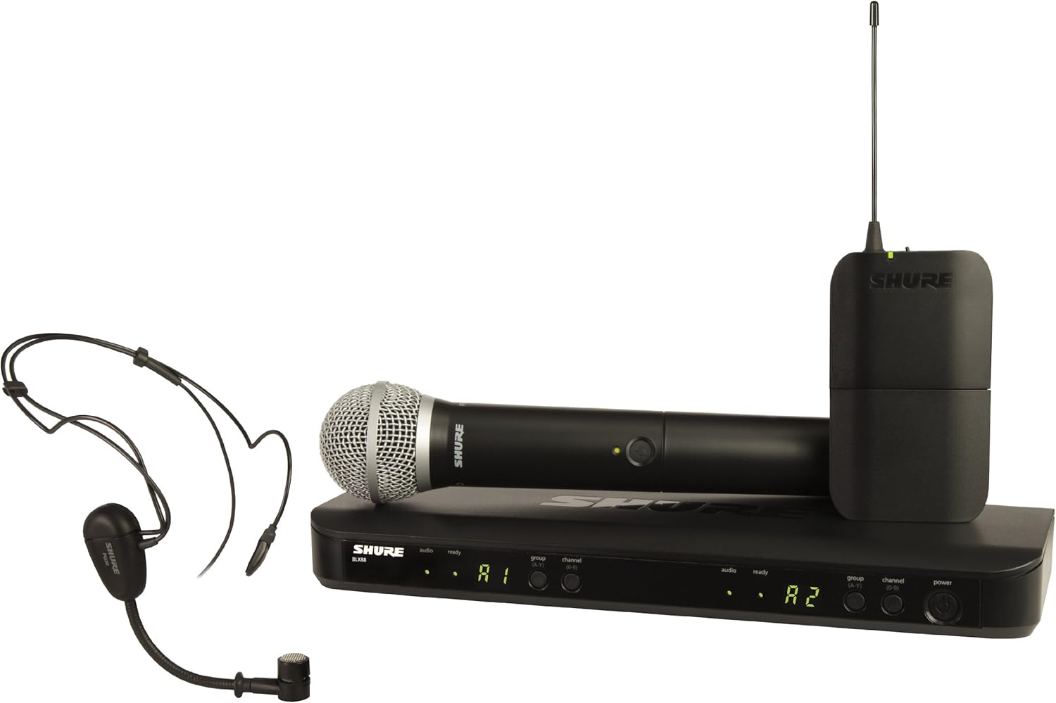 Shure BLX1288/PG30 Wireless Combo System with PG30 Headworn and PG58 Handheld Microphones, H8