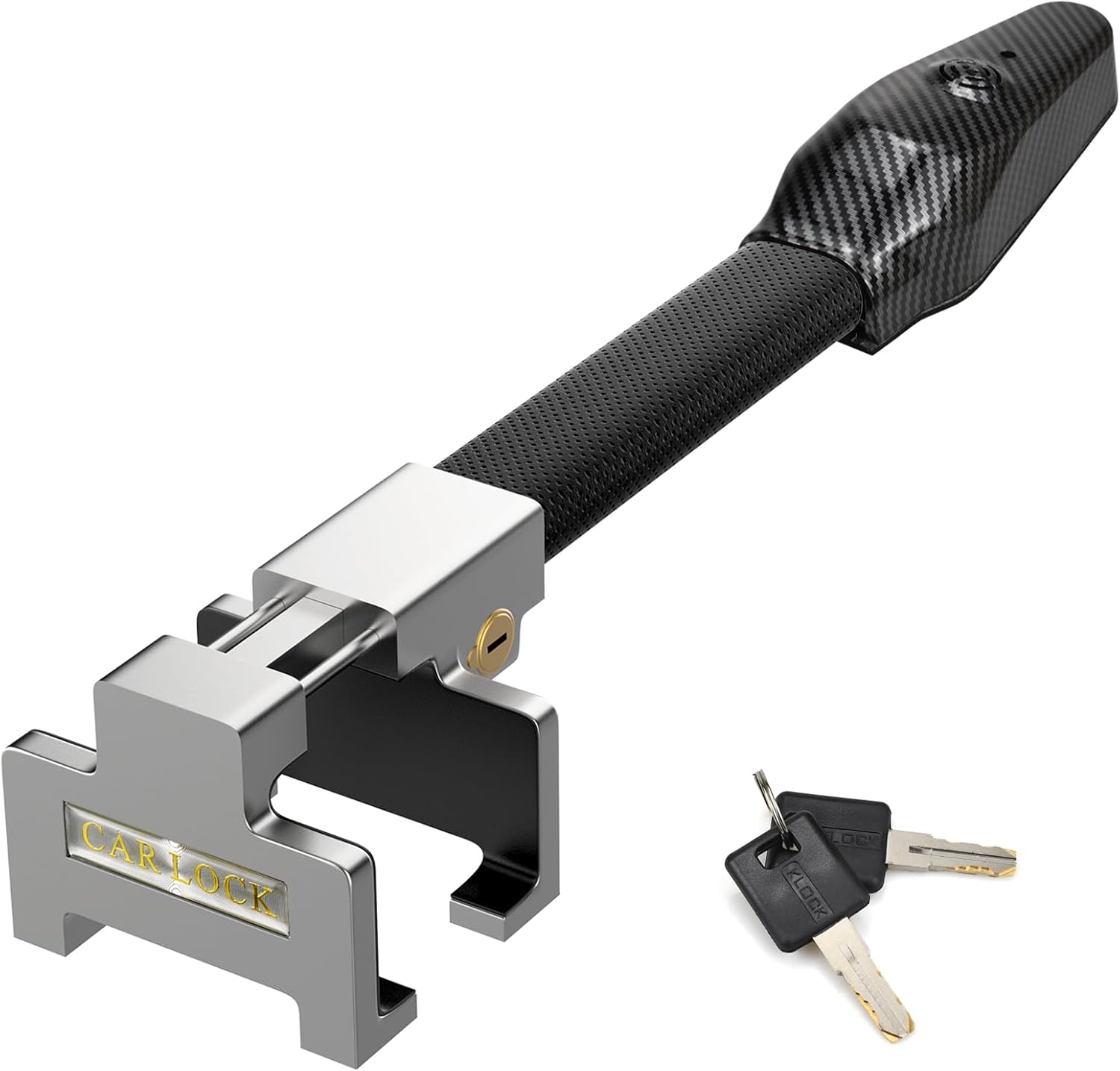 Anti-Theft Steering Wheel Lock with Alarm, Car Security Lock Universal Fit Any Brand Vehicle Truck, Heavy Duty Car Anti Theft Device with 2 Keys Stainless Steel Black