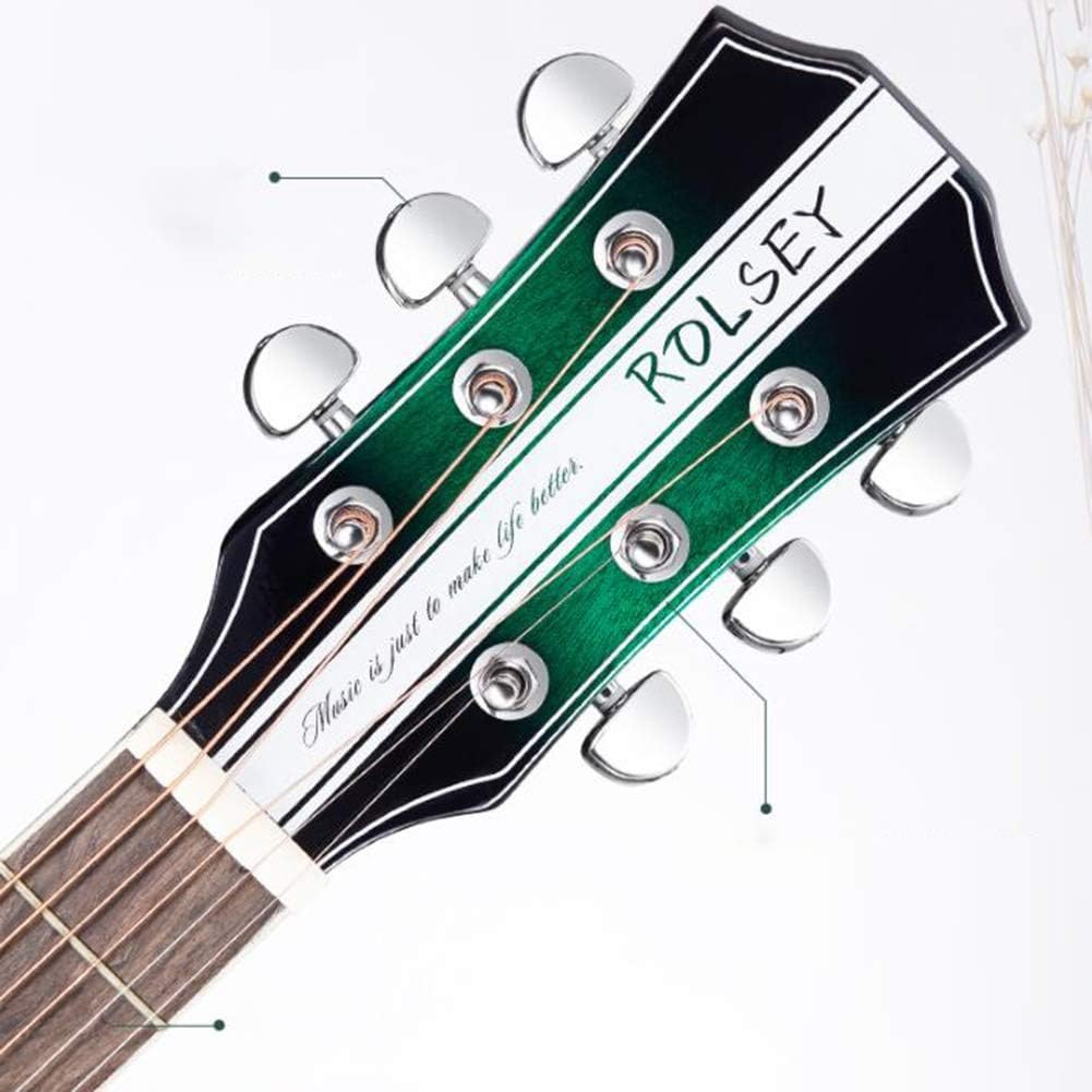 Etlegor Acoustic Guitar Handmade Glossy Wooden Guitar 6 Steel Strings Veneer Beginner's Kit Spruce Wood Fretboard, Case Bag, Strap, Tune (Color : Natural-41 inches)