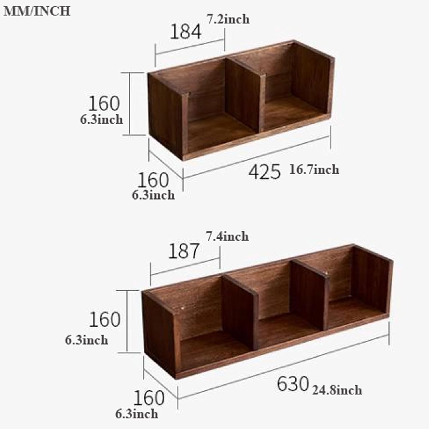 Floating Wall Shelves Rustic Wall Mount Floating Shelves, Cube Multi Grid Display Case Floating Organizer Rack, Farmhouse Style Home Decor for Bathroom, Kitchen, Bedroom, Living Room Shelving Wall Mou