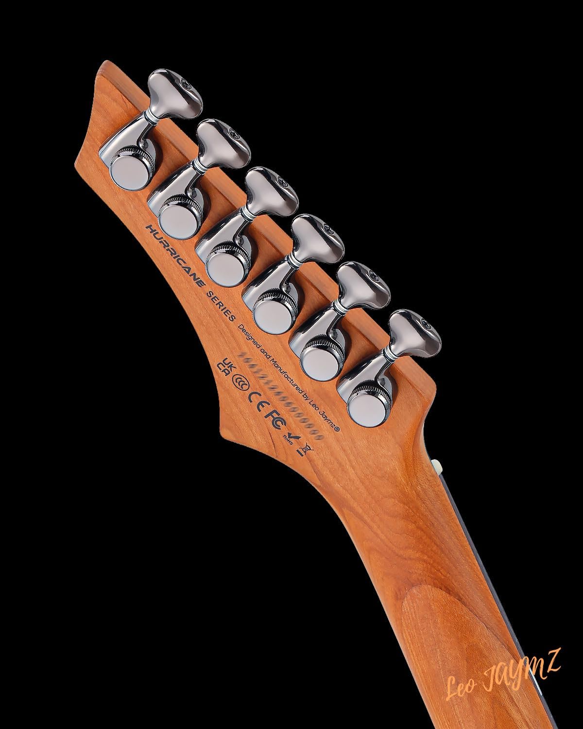 Leo Jaymz Electric Guitar Hurricane Deluxe See What You Get Series, Mahogany Body, Roasted Maple Neck, Rosewood Fretboard, Locking Tuners, Rounded Frets, Case (C-Grade, RB-0004)