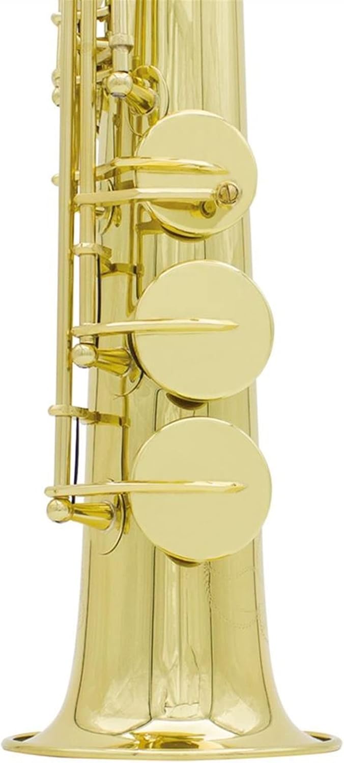 Brass Straight Saxophone B-Flat Abalone Key Saxophone Lacquered Gold Engraving Woodwind Instrument with Case