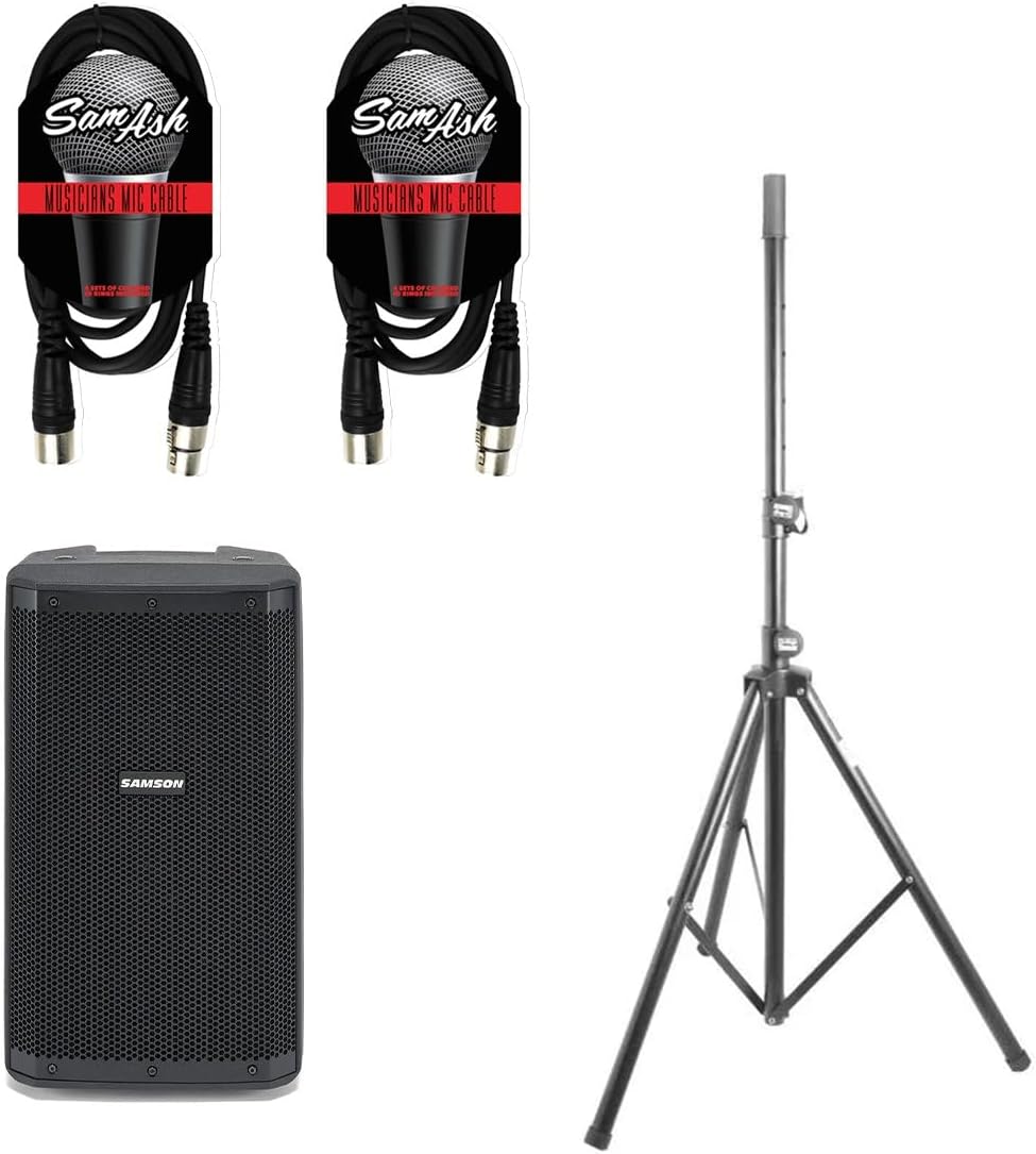 SAMSON RS110A Active Speaker Package with Speaker Stand and Mic Cables