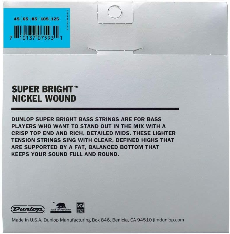 MXR M287 Sub Octave Bass Fuzz Bundle with 2 MXR Patch Cables and Dunlop Super Bright Bass Strings, Nickel Wound (Medium .045–.125, 5 Strings/Set)