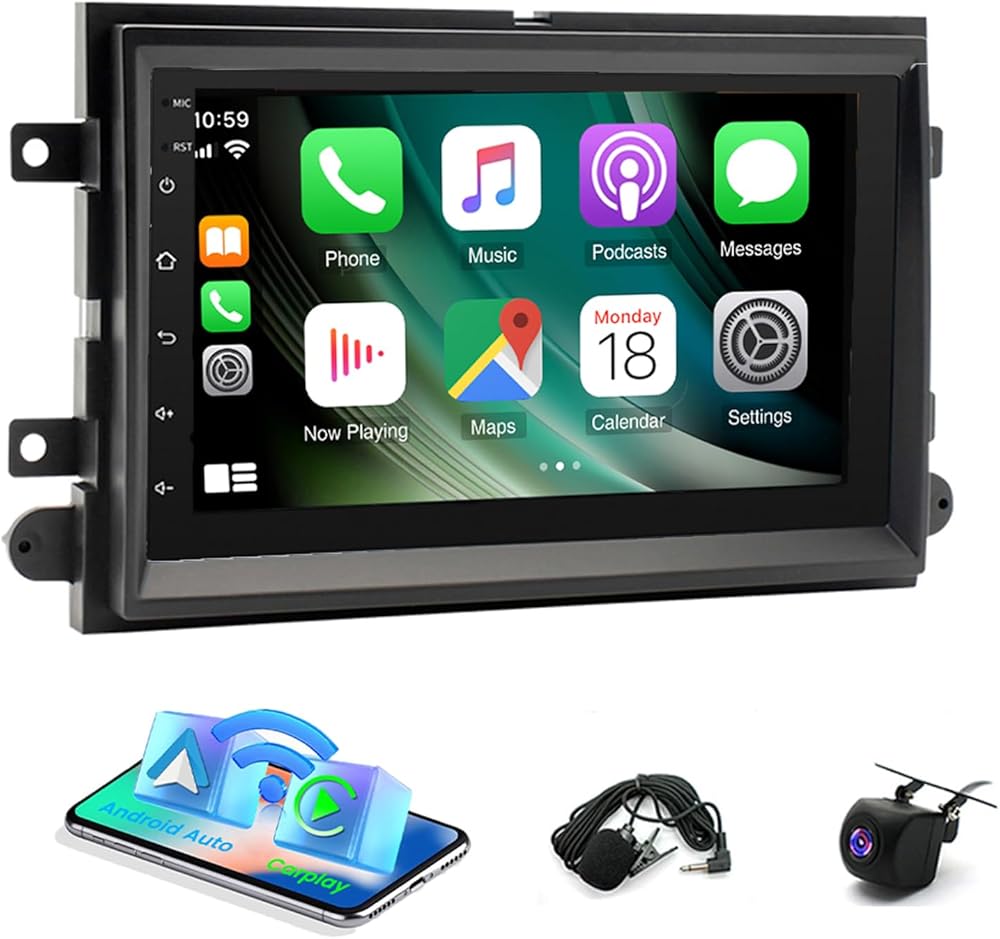 PHEZEN 7 inch Touchscreen Car Stereo Fit for Ford F150 2004-2008 F250 2006-2014, Android13.0 Car Radio for Escape Focus Mustang Expedition Fusion with Carplay Android Auto GPS Backup Camera - 4+64G