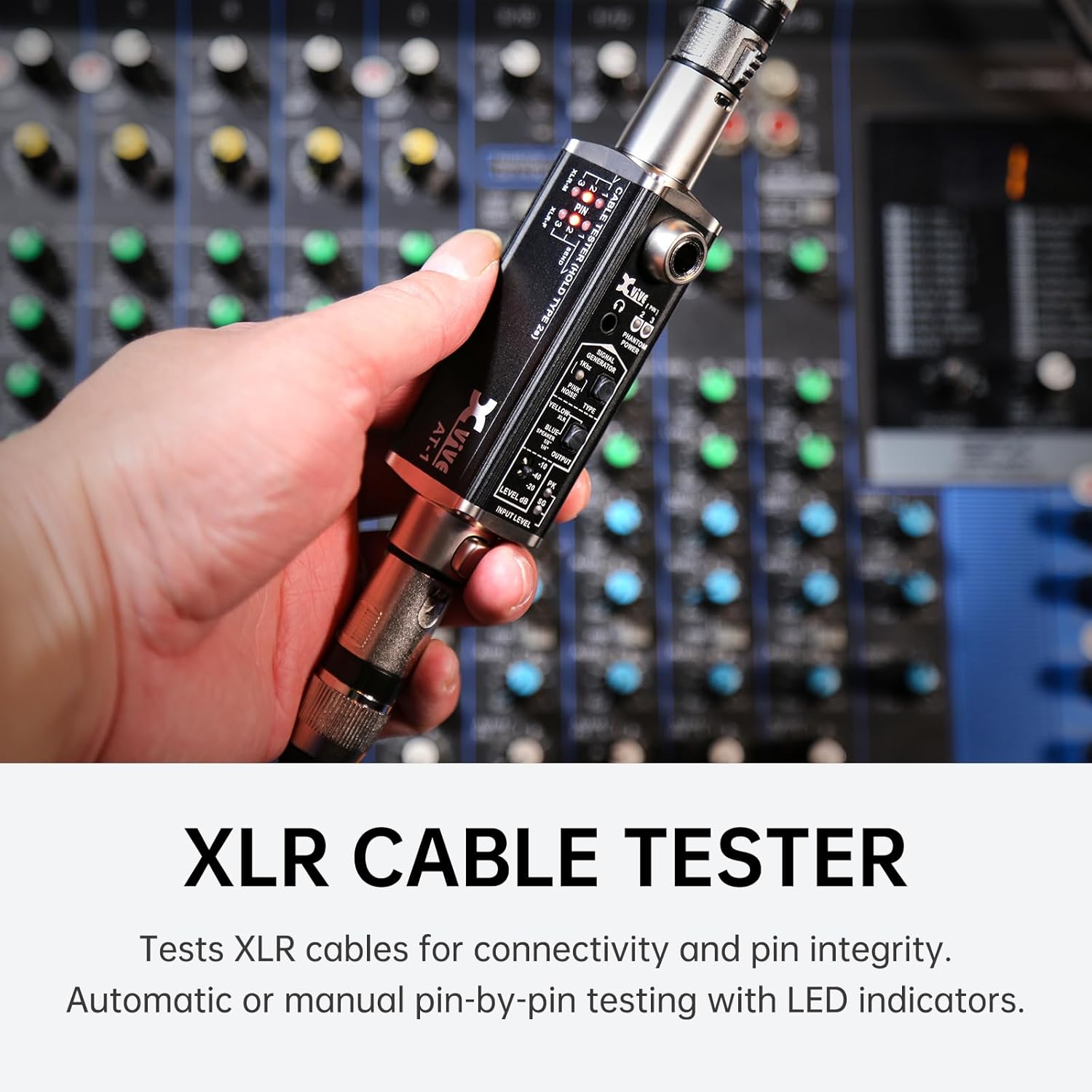 Xvive AT-1 Portable Audio Tester,Signal Generator, XLR Cable Tester, Phantom Power Checker, Input Level Meter & Headphone Monitor, Audio Tool for XLR Cable,PA/IEM System, Mixers, DI Box