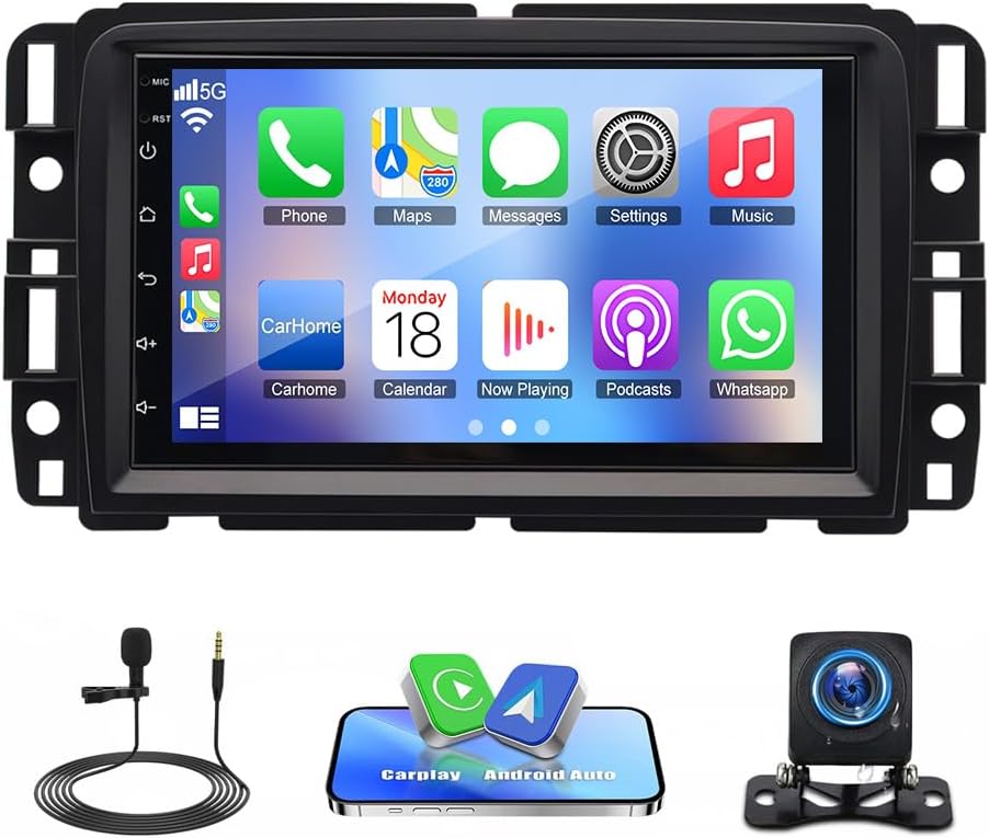 Car Stereo Radio Compatible for Traverse 2013-2017 with Carplay Android Auto GPS Navigation 7in Touchscreen Car Radio Player with Bluetooth WiFi FM/RDS SWC Mirror Link Split Screen + Backup Camera