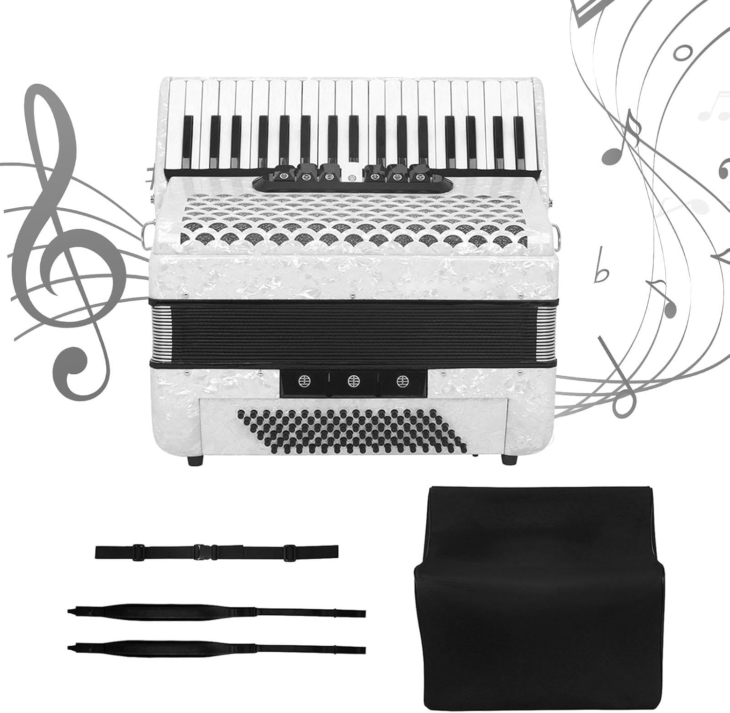 96 Bass 37 Key Entry Level Piano Accordion Hand Piano Accordion Educational Portable Musical Instrument for Music Lover