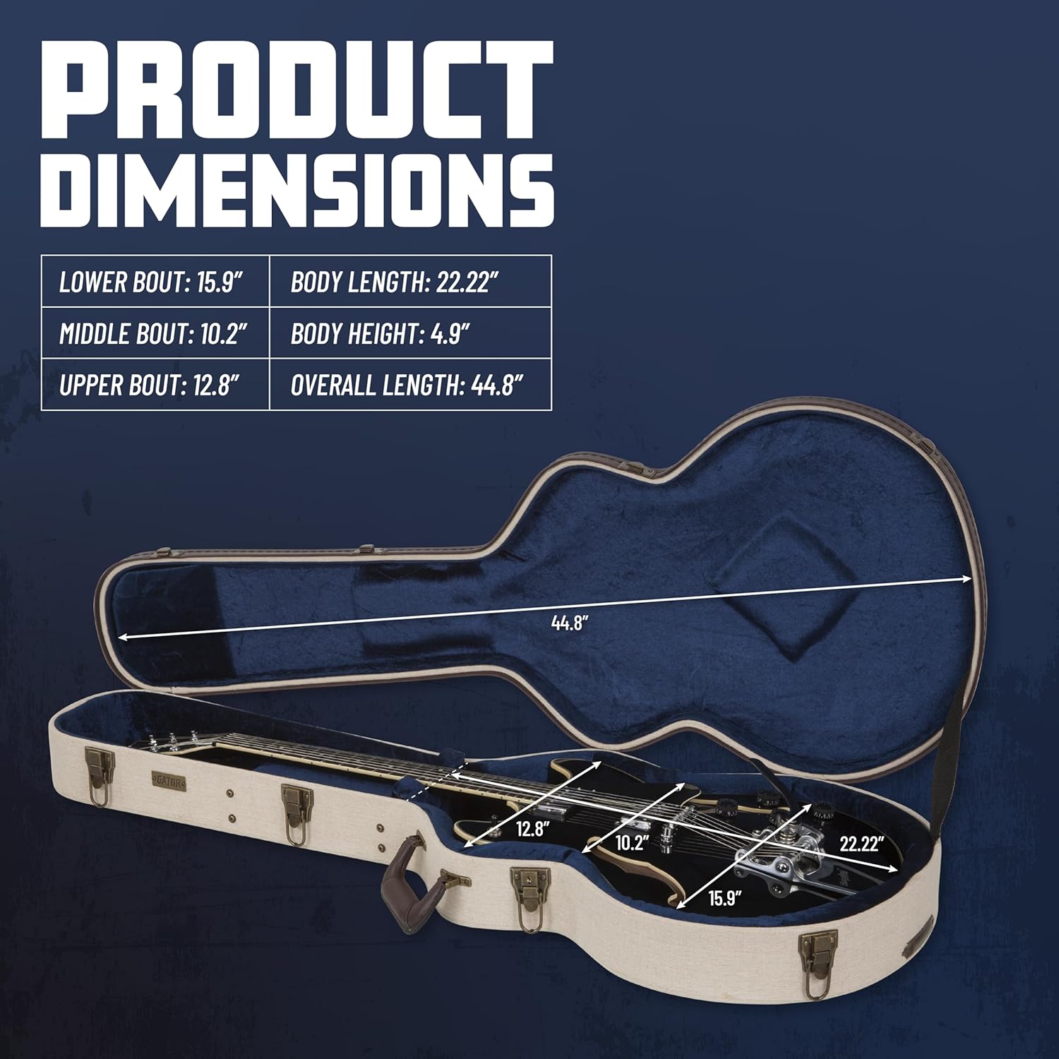 Gator Cases Journeyman Series Deluxe Wood Case for Semi-Hollow Guitars, Fits Gibson 335 (GW-JM-335)