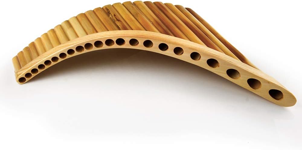 Upscale Romanian Folk Instrument Natural Reed Pan Flute Panpipes G Key Wind Pan flute Flauta Handmade (22 Pipes Left Hand, Wooden Tray)