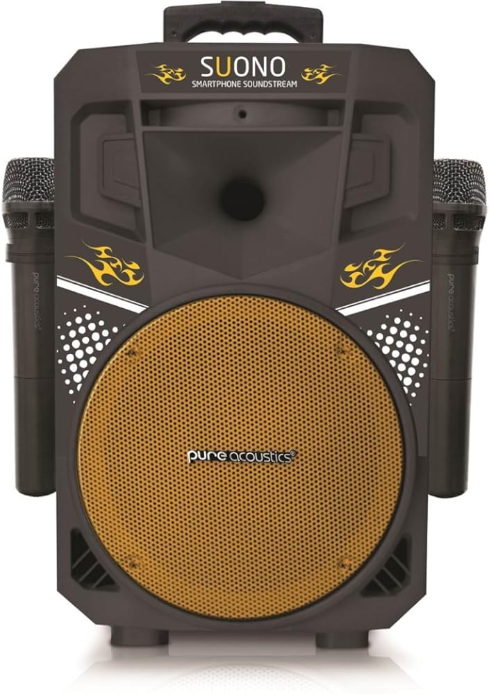 Karaoke-Machine, Wireless Portable-Speakers with 2 Wireless Microphones, PA-Sound System (MCP-75 Suono) Yellow & Black