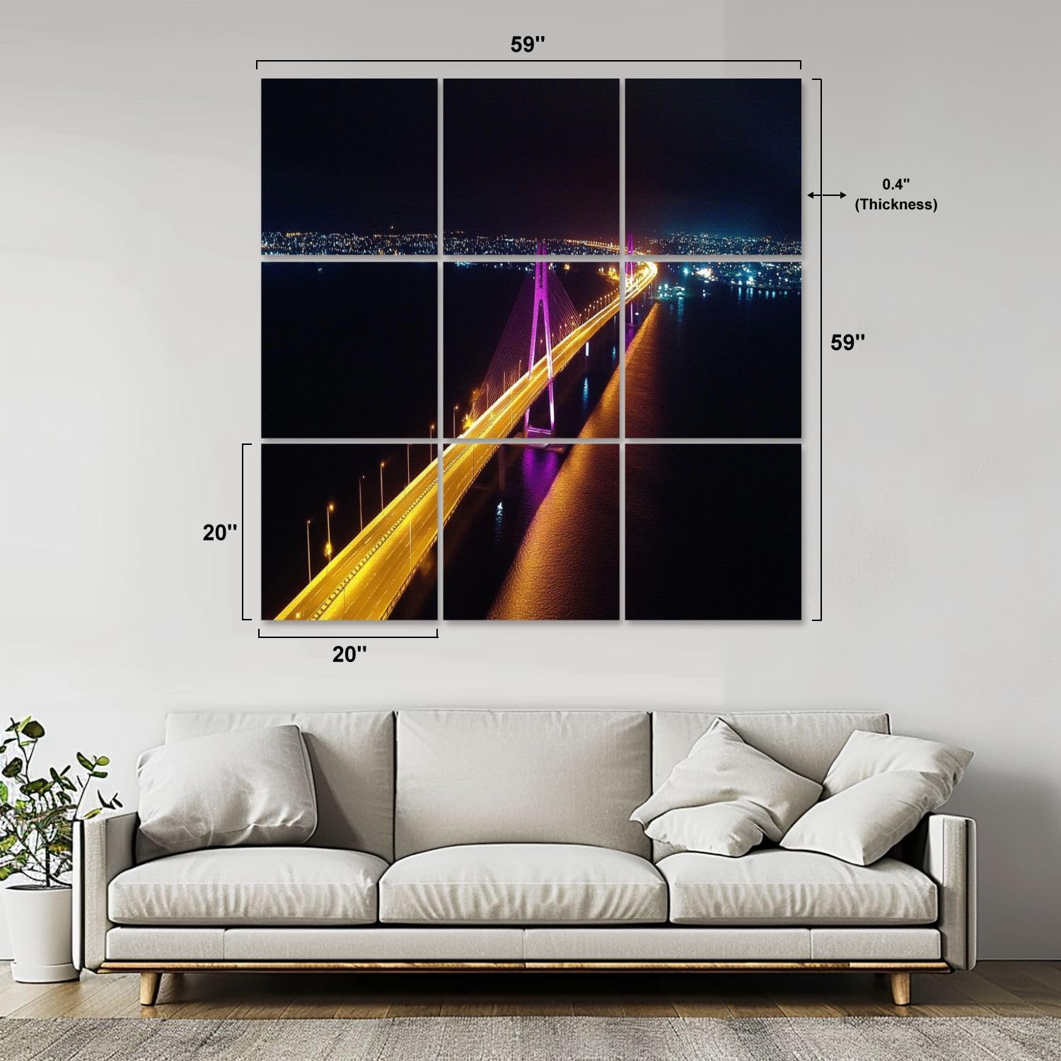 Art Acoustic Panels Self Adhesive Bridge lake maracaibo 9 Packs Decorative Soundproof Wall Panels Large Sound Absorbing Panels for Home Office 60