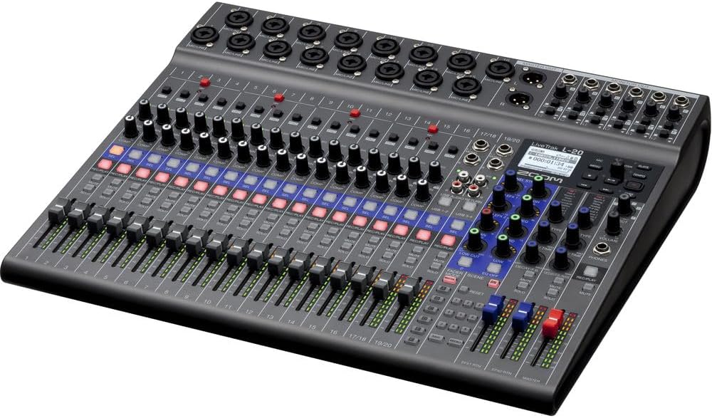 Zoom LiveTrak L-20-20-Input Digital Mixer & Multitrack Recorder + 2x Zoom ZDM-1 Podcast Mic Pack + USB Card Reader, SD/microSD + Xpix Balanced Interconnect, 1/4 inch TRS + Dual RCA Cable + More