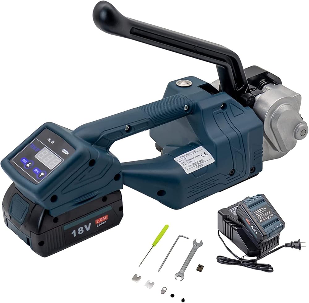 V1 Portable Electric Strapping Machine 13-16mm PP PET Strap Packing Machine Wrapping Tools for Carton Banding Tools with Efficiency(18V With 2 Battery)