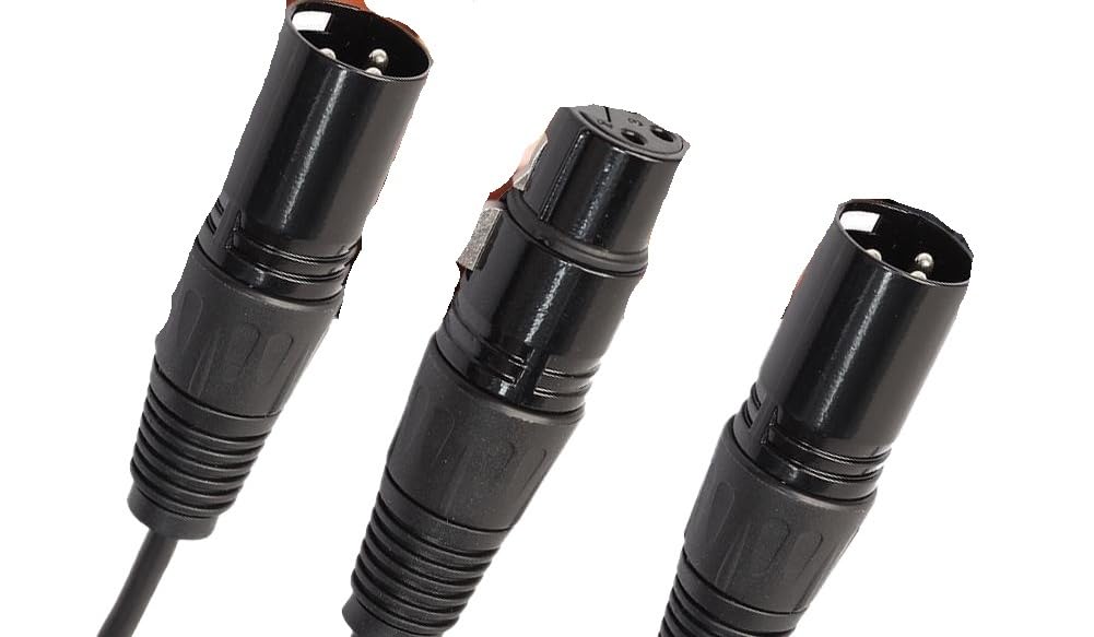 3Pin XLR Female Ja-ck to Male Plug Y Splitter Adapter Cord Black Extension Cable