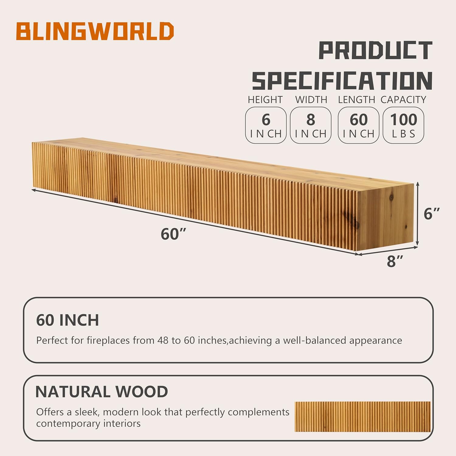 Fireplace Mantel, 60