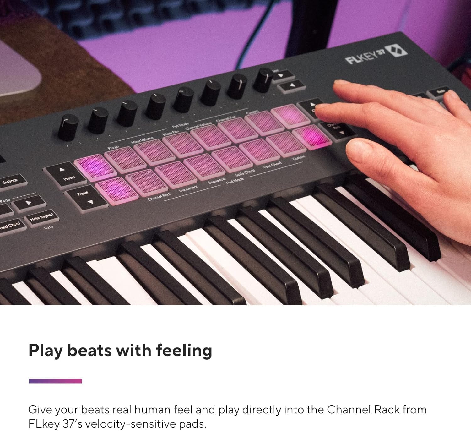 Novation FLkey 37 MIDI Keyboard - Seamless FL Studio Integration with Chord Mode and Scale Mode. All the software you need for Music Production